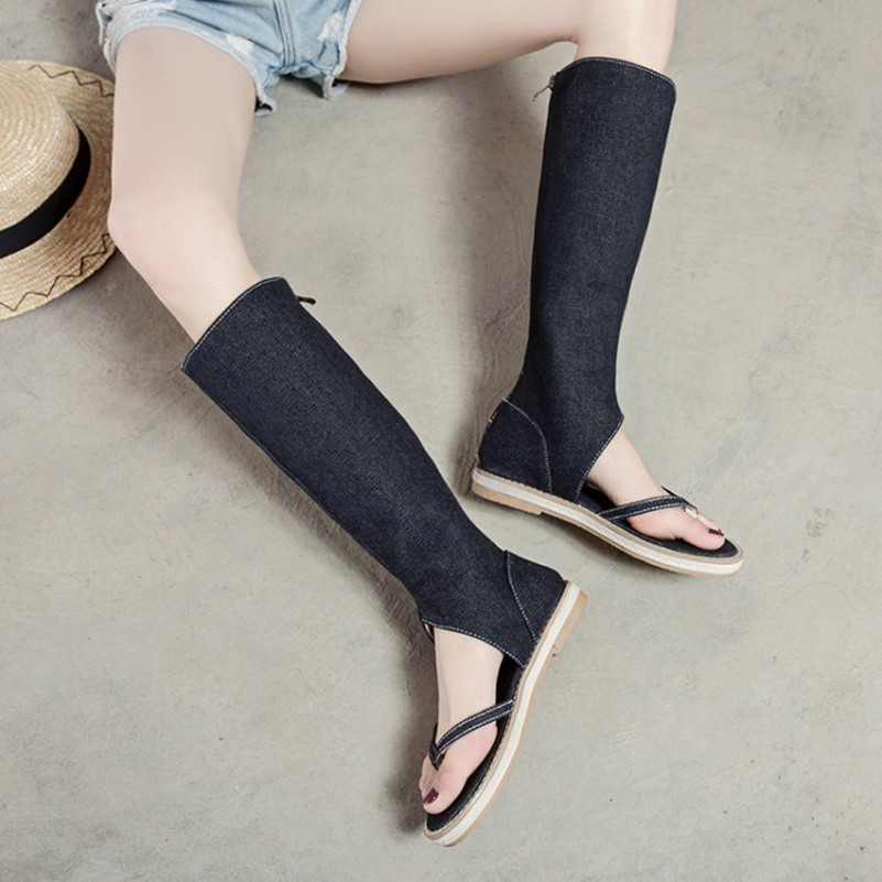 Женские летние джинсовые сапог – обзор и цена Knee High Sock Women
